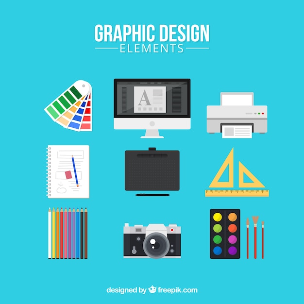 Graphic design elements collection in flat style