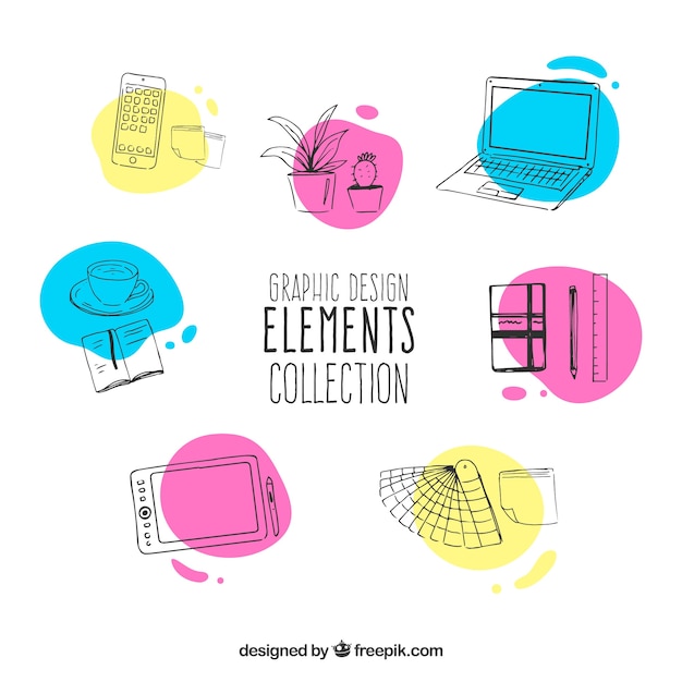 Free Vector graphic design elements collection in hand drawn style