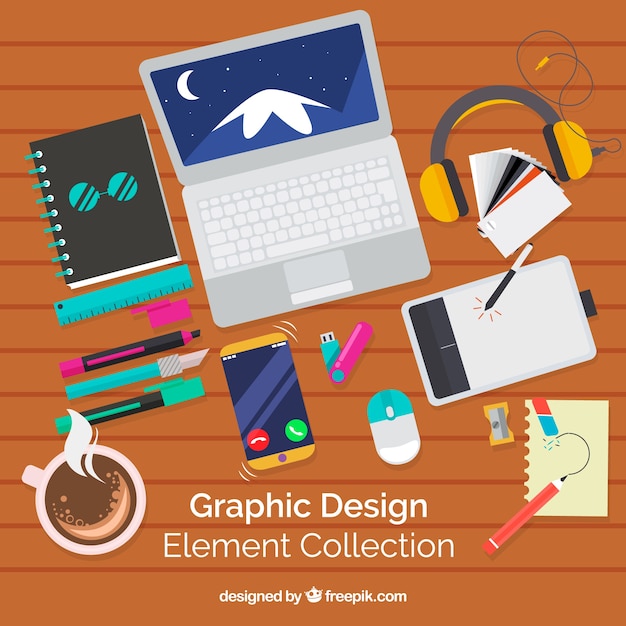 Free Vector graphic design elements collection with top view