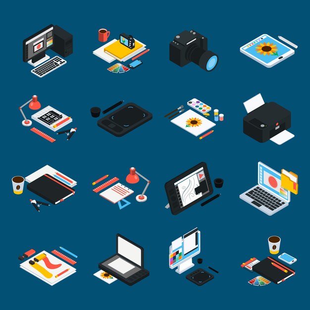 Graphic Design Isometric Icons