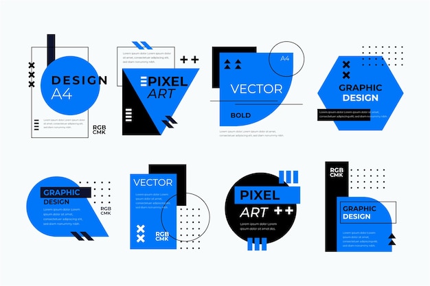 Graphic design labels in geometric style