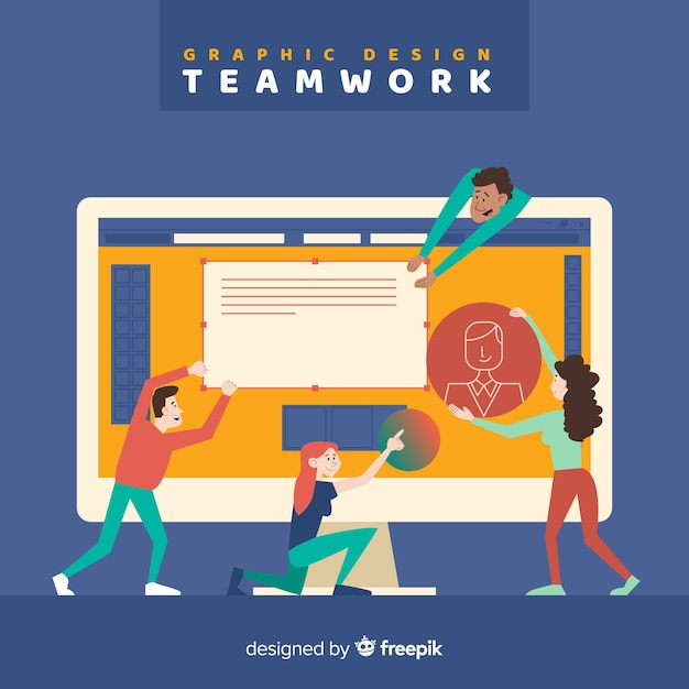 Graphic design teamwork concept