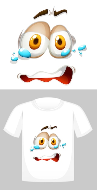 Free Vector graphic design on white t-shirt with crying face