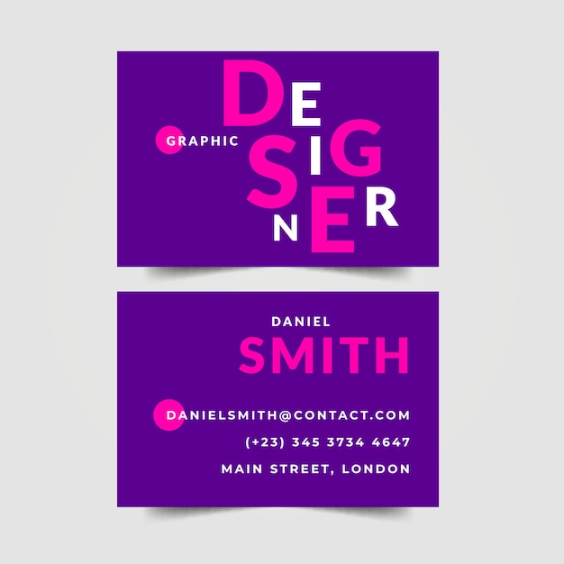 Graphic designer business card in violet shades