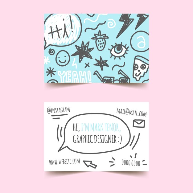 Free Vector graphic designer doodles business card template