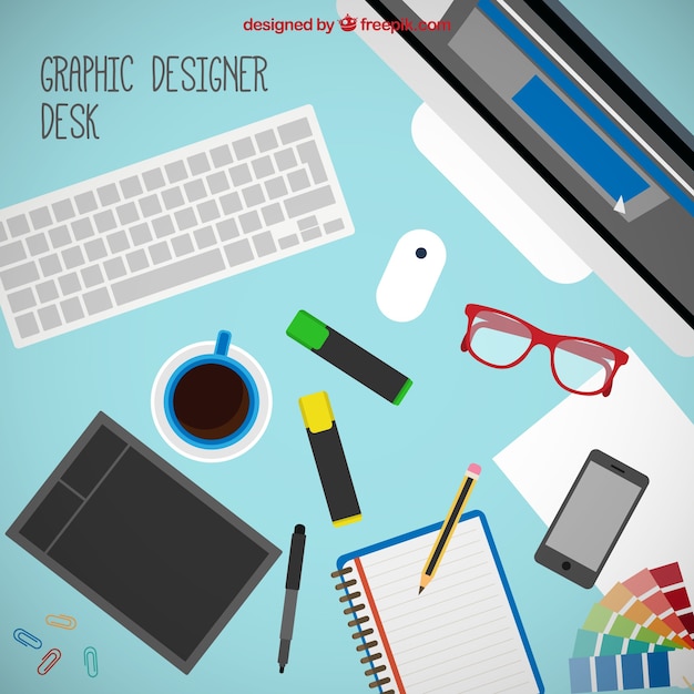 Graphic designer tools on the desk