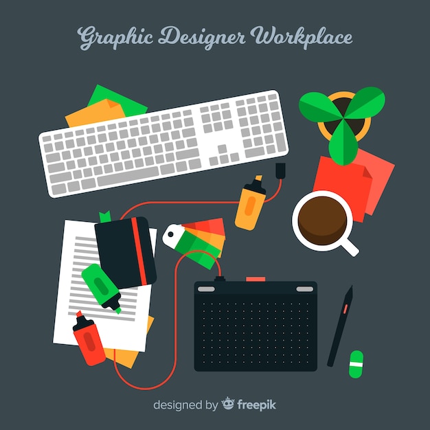 Free Vector graphic designer workplace