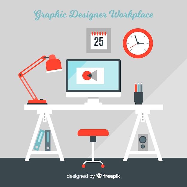 Free Vector graphic designer workplace