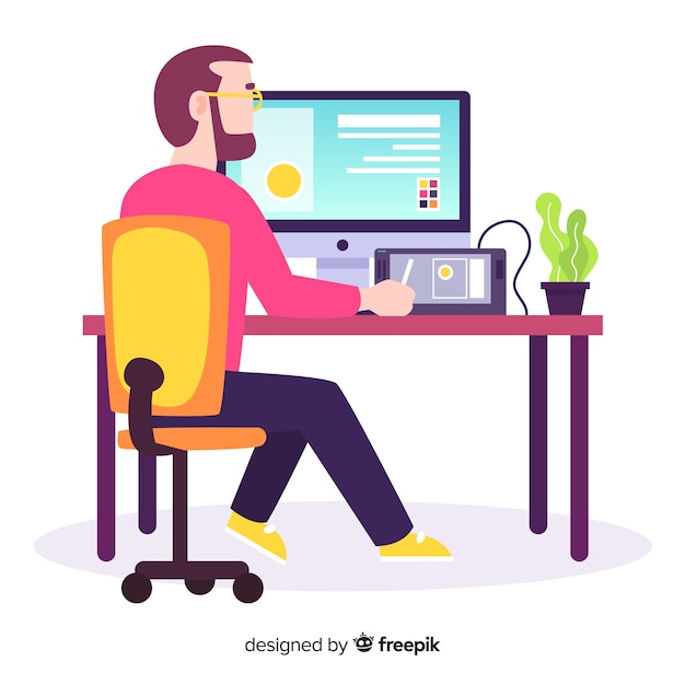 Free Vector graphic designer workplace