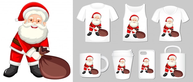 Graphic of Santa on different product templates