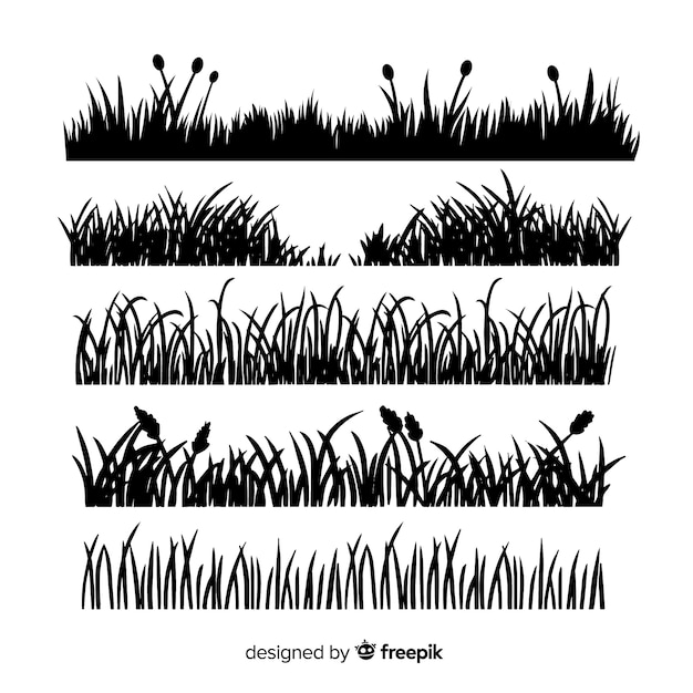 Grass border silhouette collection isolated