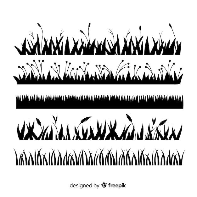 Grass border silhouette collection isolated