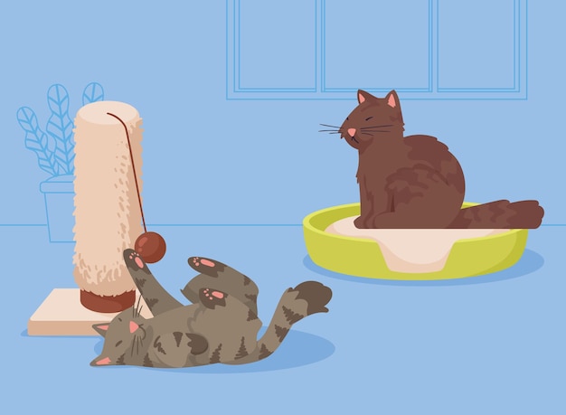 Free vector gray and brown cats