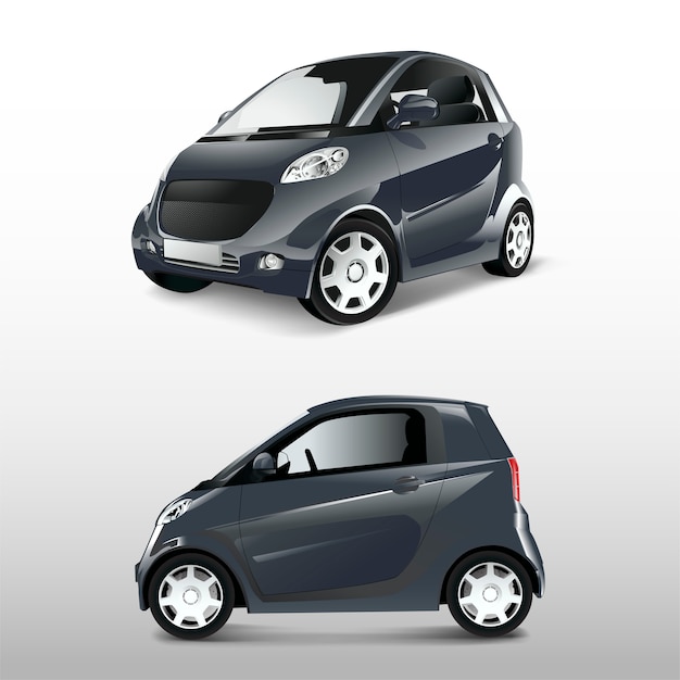 Gray compact hybrid car vector