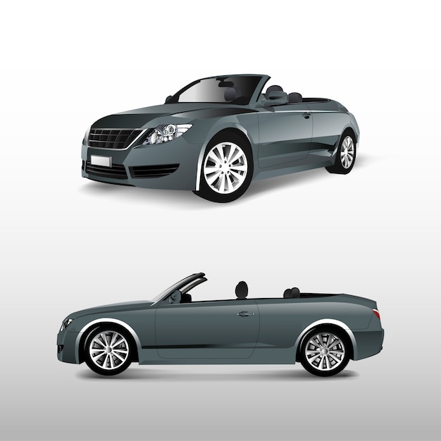 Gray convertible car isolated on white vector