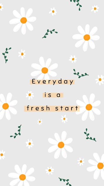 Free vector gray daisy template vector for social media story quote everyday is a fresh start