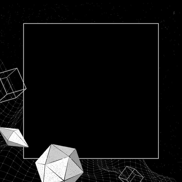 Free vector gray geometric frame on black background vector