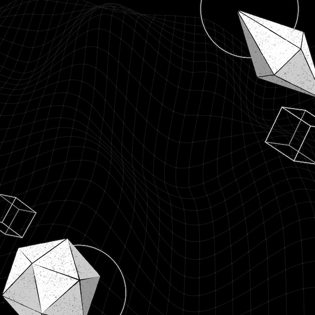 Gray geometric shapes on black background vector