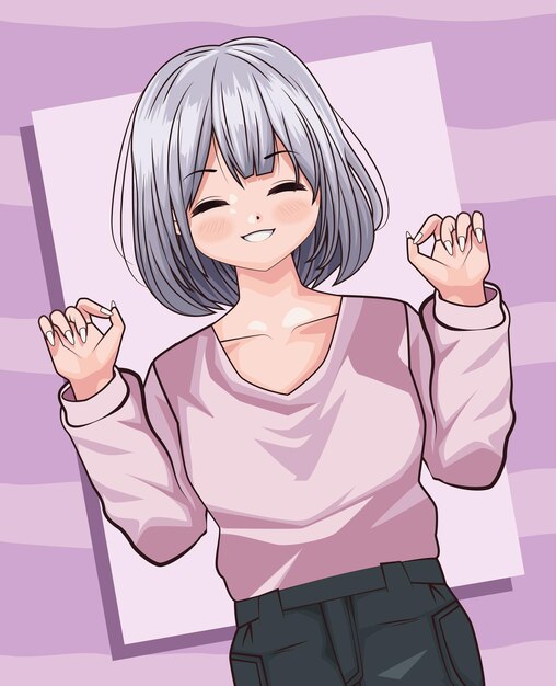 Gray hair lady anime