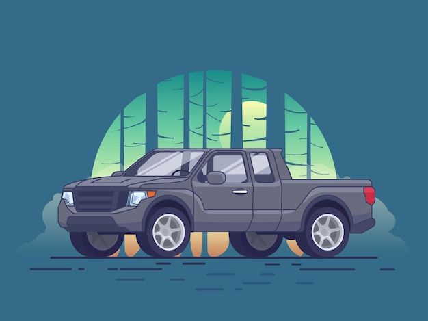 Free Vector gray pickup truck concept