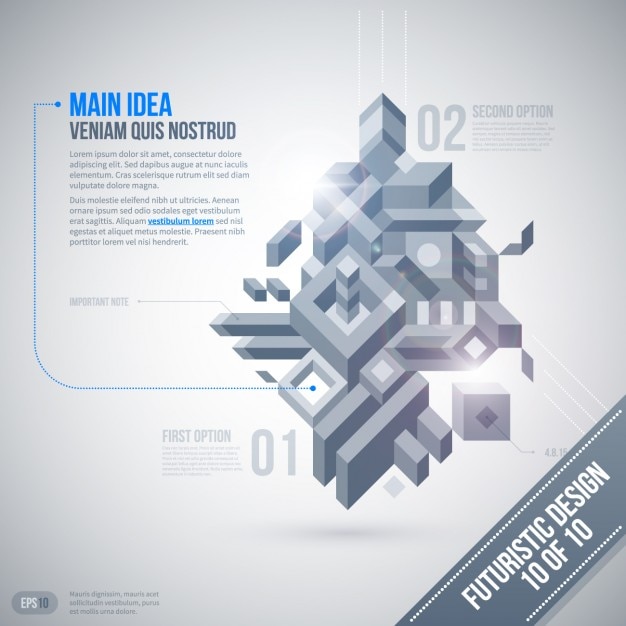 Free Vector grayscale 3d infographic with a futuristic style