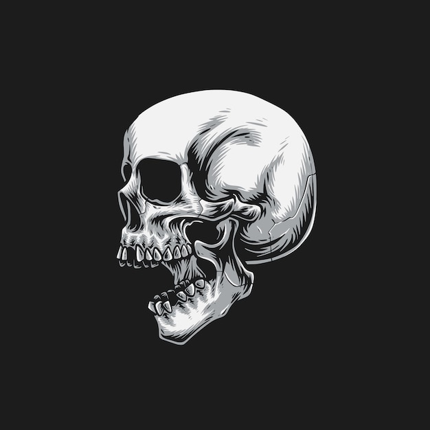 Free Vector grayscale screaming skull vector logo