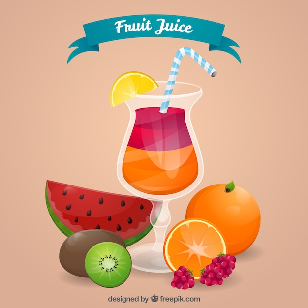 Free Vector great background with drink and colored fruits