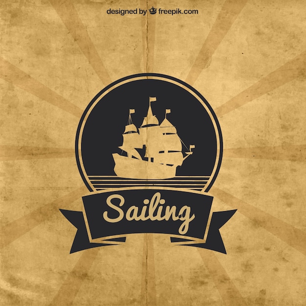 Great background with ship in vintage style