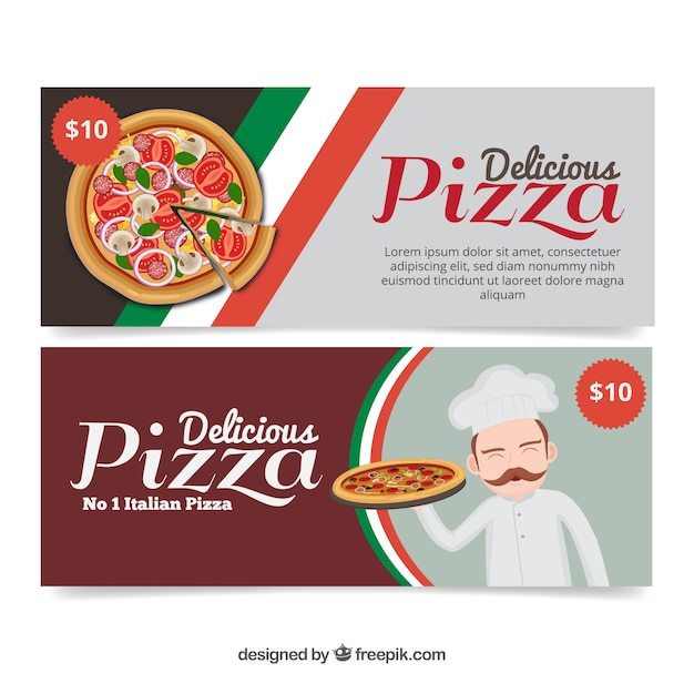 Great banners of delicious pizza