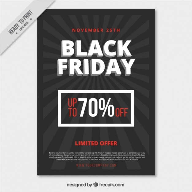 Free vector great black friday flyer with sunburst background