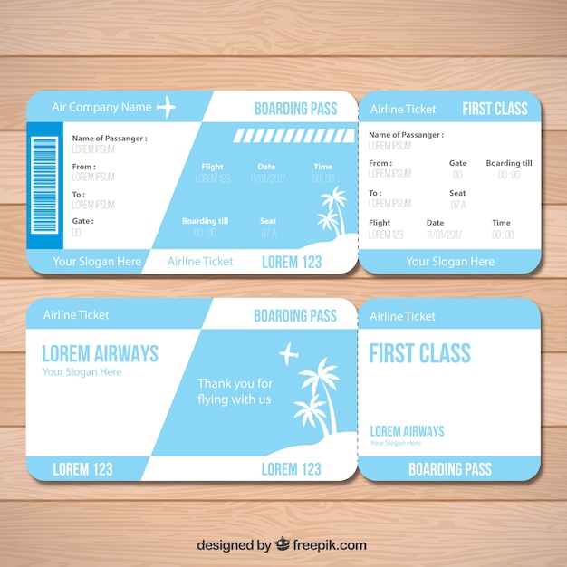 Free Vector great boarding pass with palm trees