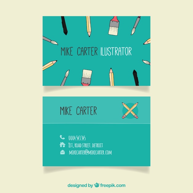 Free Vector great business card with decorative tools