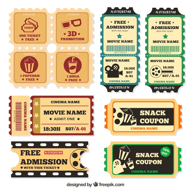 Great collection of cinema tickets with fantastic styles