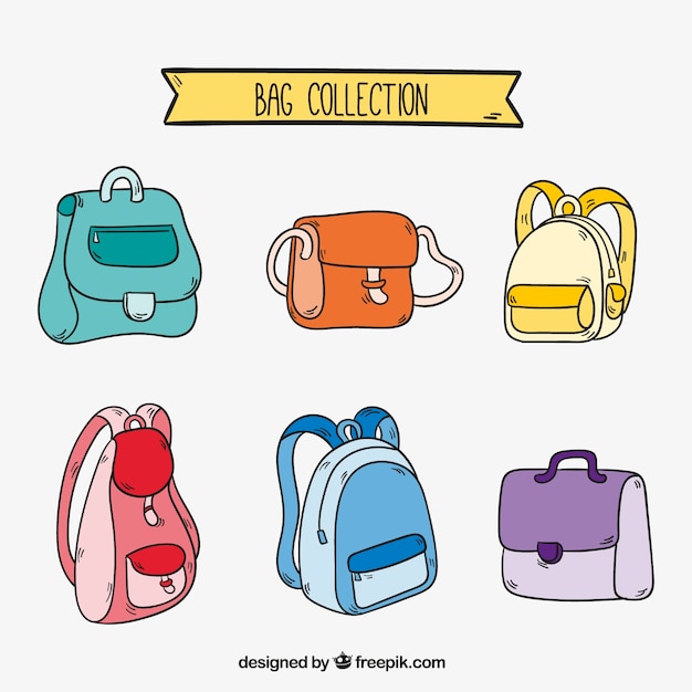 Free Vector great collection of different types of backpacks