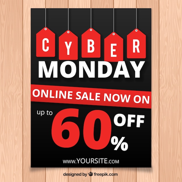 Free vector great cyber monday booklet with red labels