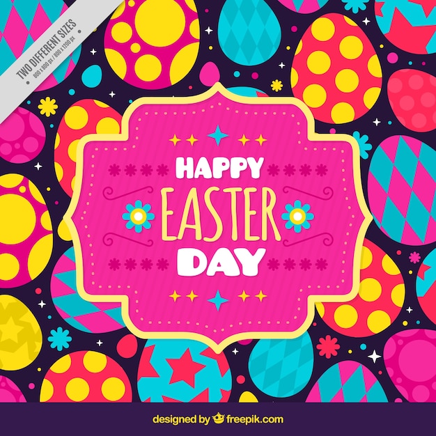 Great easter background with colorful eggs