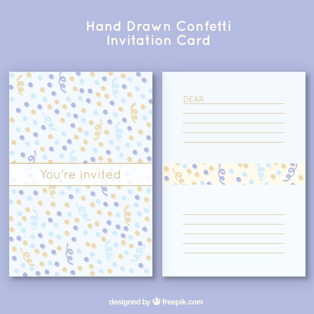 Great invitation card with hand-drawn confetti