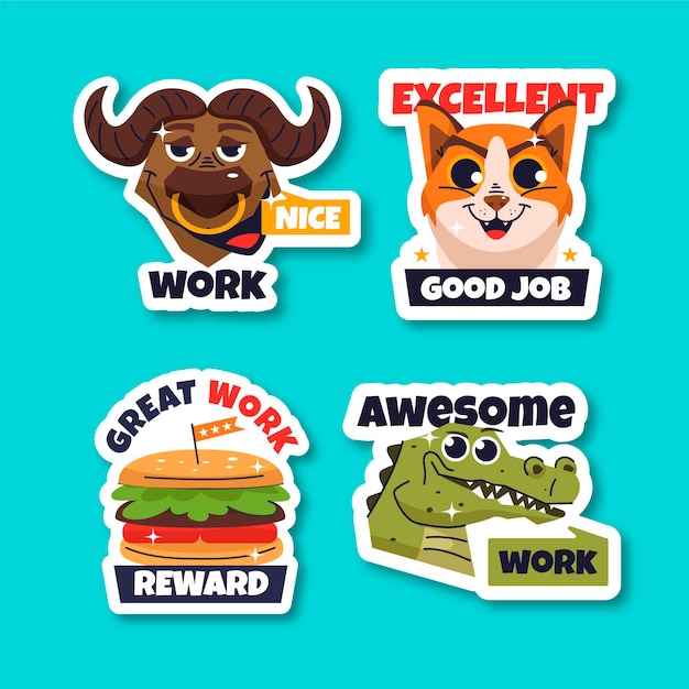 Free Vector great job stickers collection