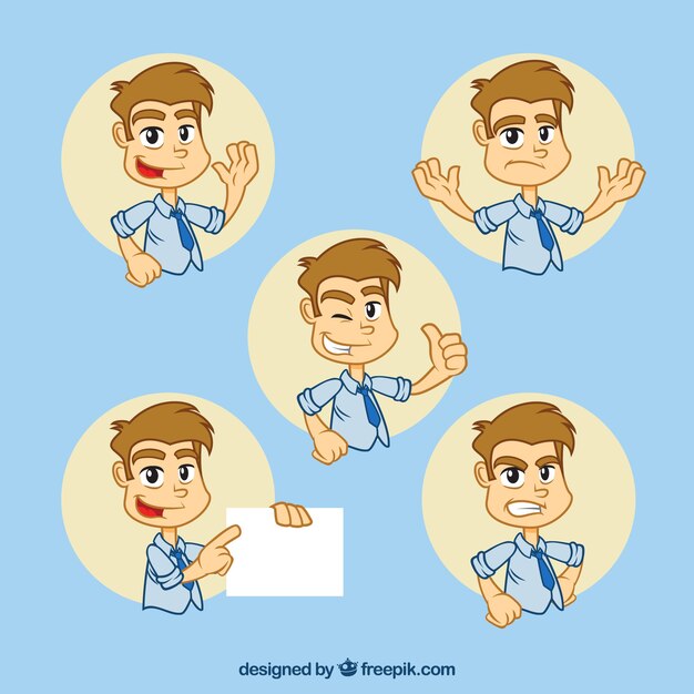 Great pack of businessman character with fantastic facial expressions