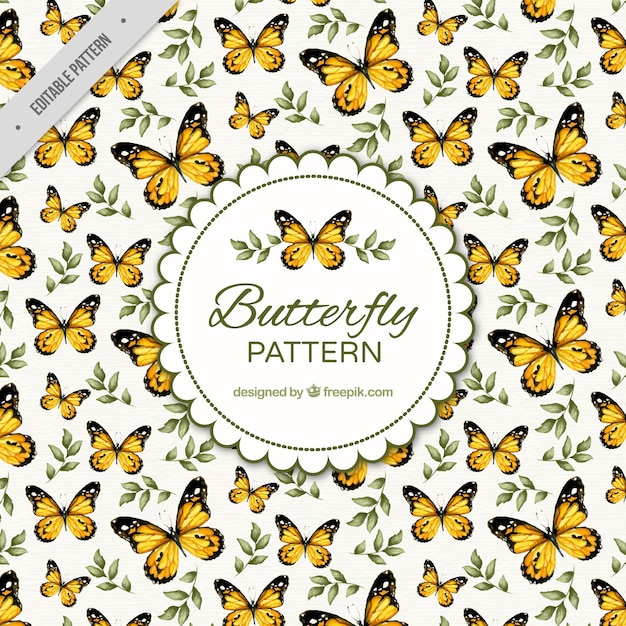 Free Vector great pattern of yellow butterflies