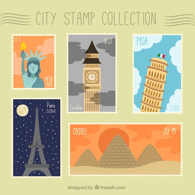 Free Vector great selection of city stamps