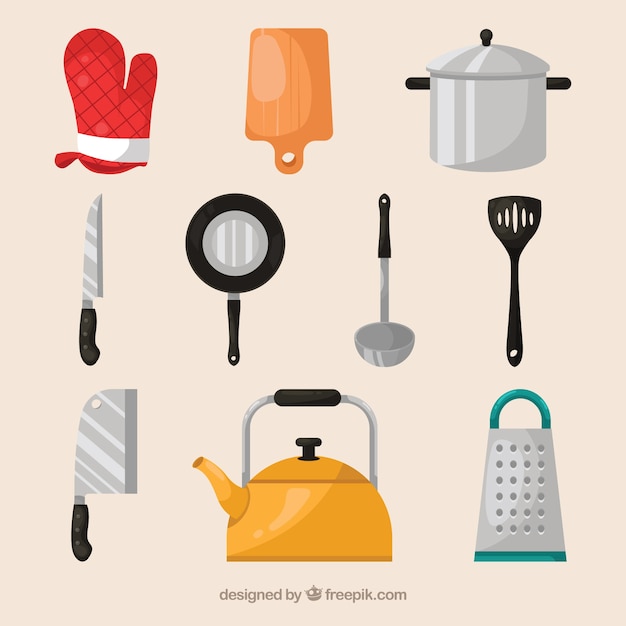 Free Vector great selection of flat cook elements