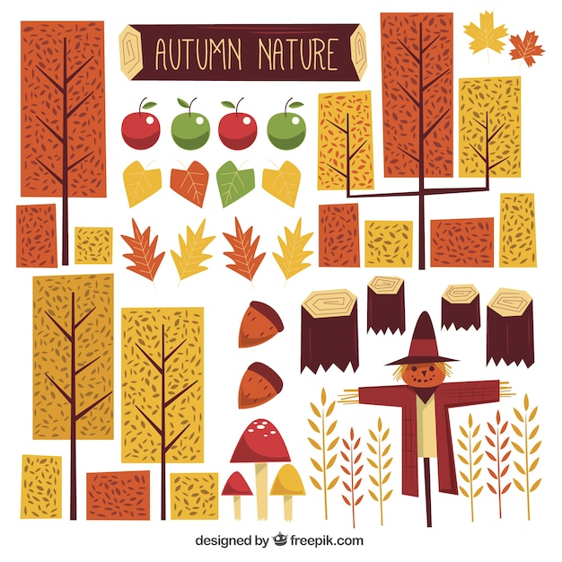 Free Vector great set of geometric autumnal elements