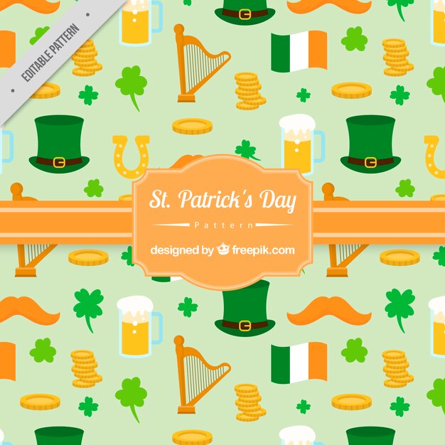 Great st patrick's day pattern with flat items