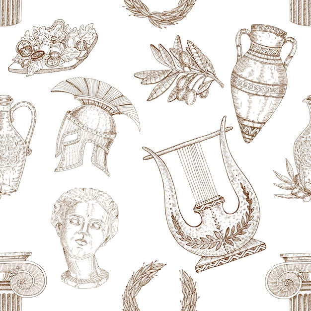 Free Vector greece elements seamless pattern