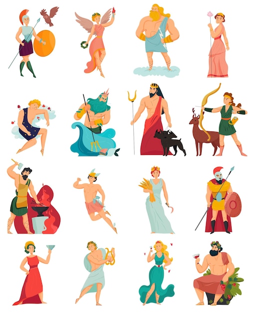 Free vector greek god composition with isolated human character of ancient mythological character on blank background vector illustration