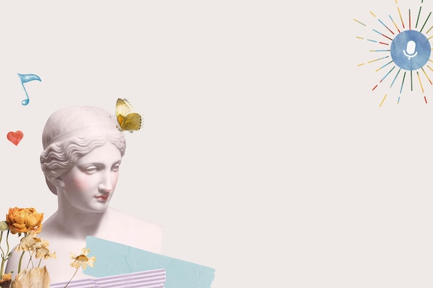 Free Vector greek goddess statue border aesthetic mixed media