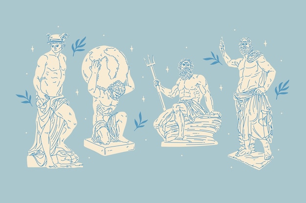 Free vector greek statues illustration set