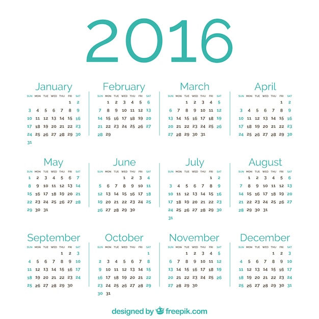 Green 2016 calendar