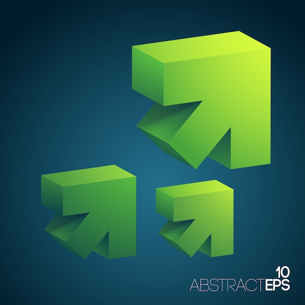 green 3d arrows isolated